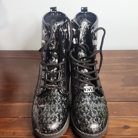 Michael Kors Glitter‎ Black Combat Boots- Project - Picture 1 of 10